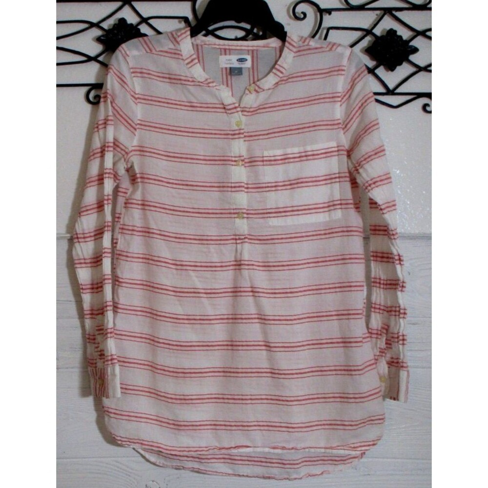 Old Navy Women's Tunic Top Size M Long Sleeve Multicolored Striped Round Neck